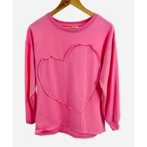 Cato Pink Heart Applique Long Sleeve Casual Sweatshirt Womens Size Small‎